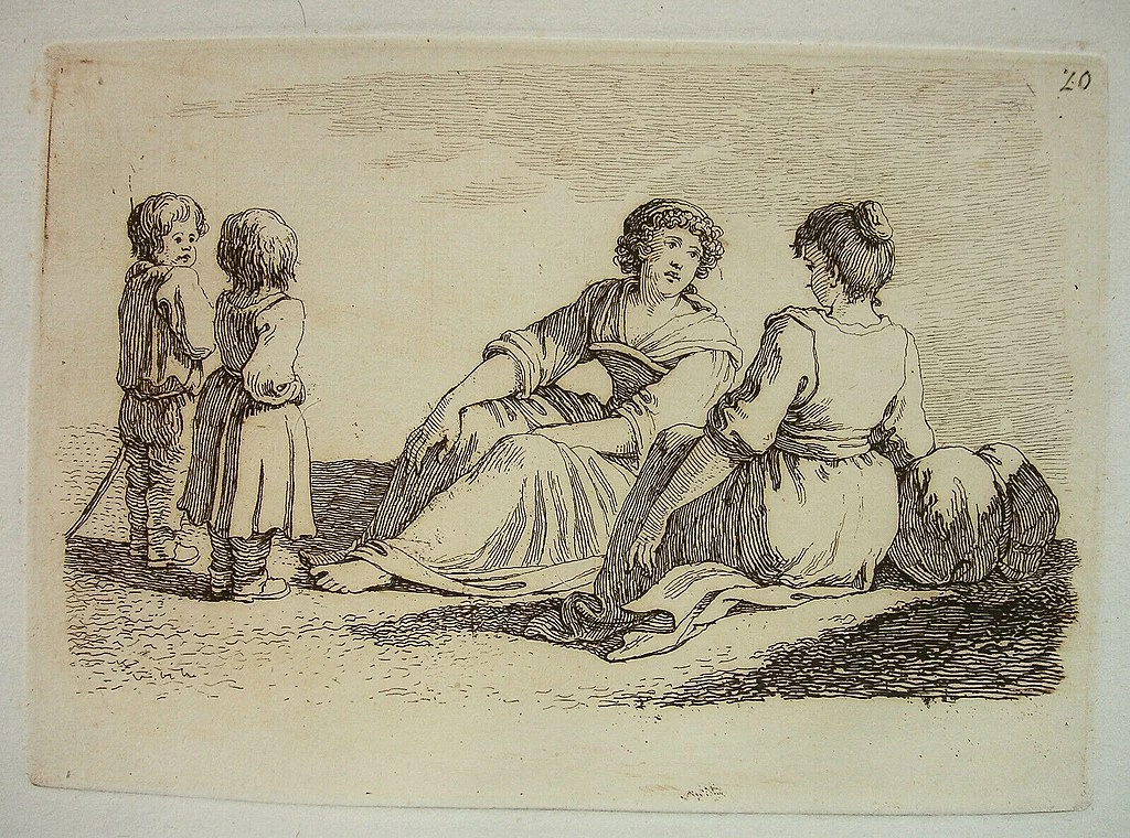 Donne contadine con bambini